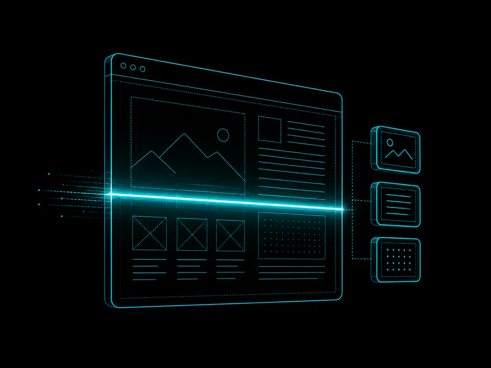 A technical brand scan turning a website into three captured signals.